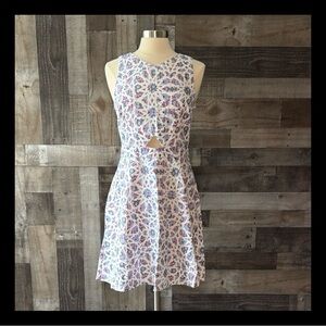 CeCe red white and blue cutout dress size 8 elegant euro summer garden party